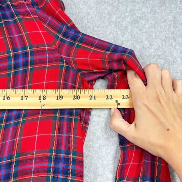 J. Jill Top Womens Petite XS Red Plaid Flannel Button Front Long Sleeve - Picture 5 of 10